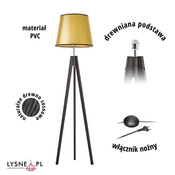 Lampa Drewniana  podłogowa ARUBA MIRROR  Lysne