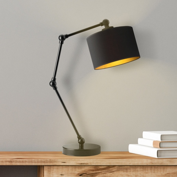 Lampka Czarna  nocna ze złotym wnętrzem ASMARA GOLD  Lysne