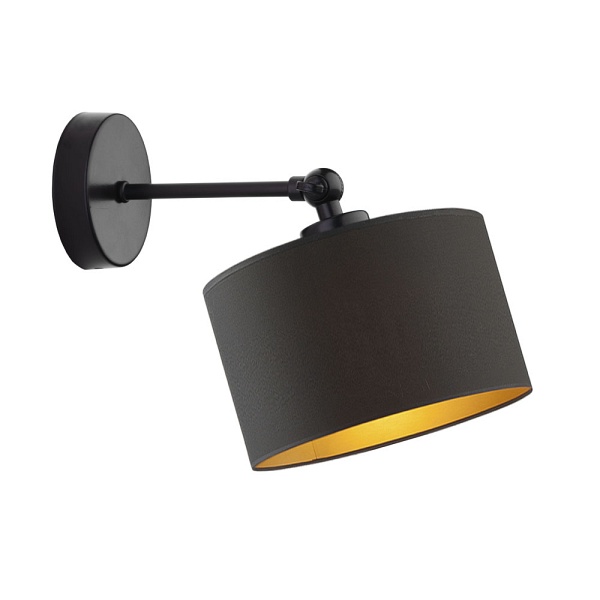Lampka Czarna  ścienna ze złotym wnętrzem TETE GOLD  Lysne