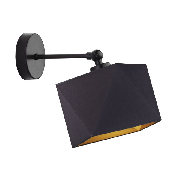 Lampka Czarna  ścienna ze złotym wnętrzem ULSAN GOLD  Lysne