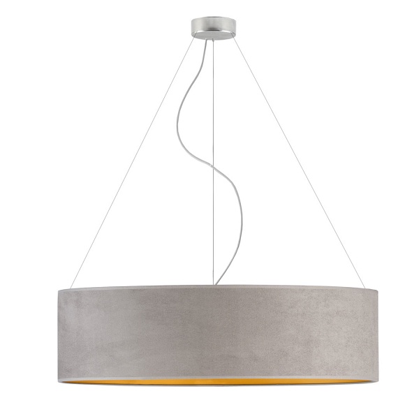 Lampa wisząca PORTO VELUR fi - 80 cm - kolor szary ze złotym wnętrzem  Lysne