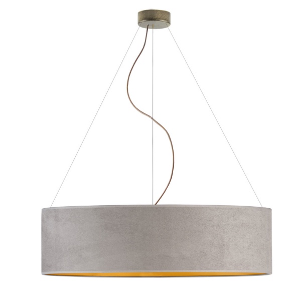 Lampa wisząca PORTO VELUR fi - 80 cm - kolor szary ze złotym wnętrzem  Lysne