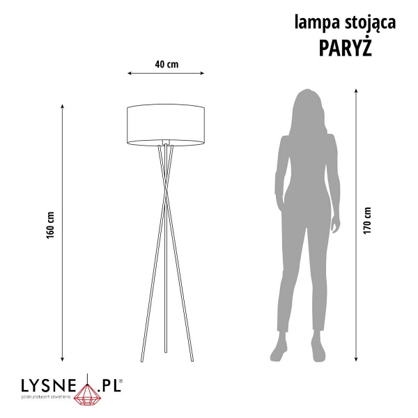 Lampa stojąca typu tripod PARYŻ VELUR  Lysne