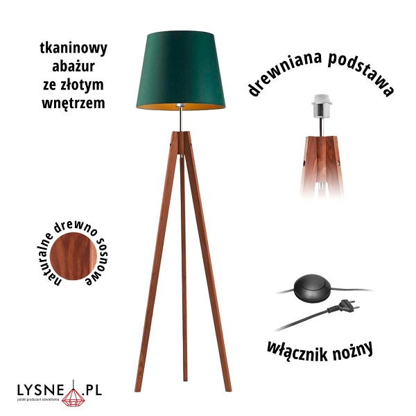 Lampa stojąca typu tripod ARUBA GOLD  Lysne