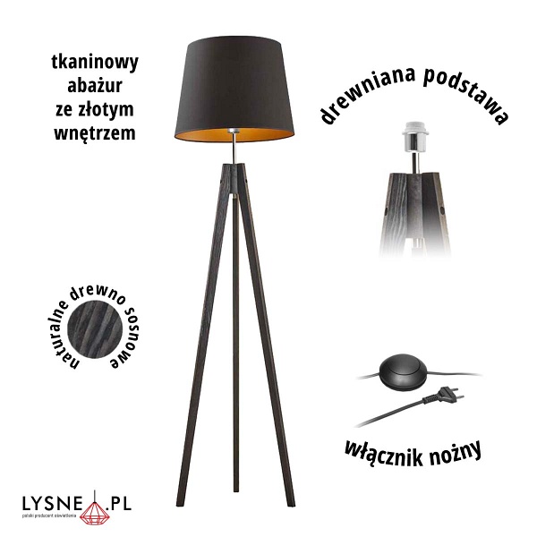 Lampa podłogowa trójnóg ARUBA GOLD  Lysne