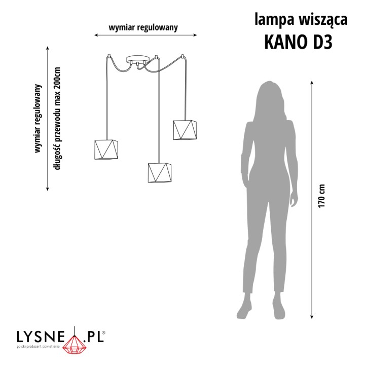 Lampa wisząca z regulacją KANO D3  Lysne