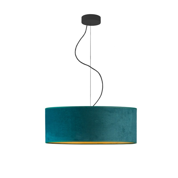 Lampa Nowoczesna  sufitowa HAJFA VELUR fi - 50 cm kolor zieleń butelkowa ze złotym wnętrzem  Lysne