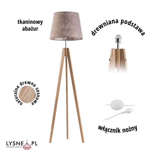 Lampa podłogowa do salonu ARUBA  Lysne