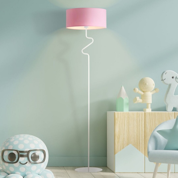 Lampa stojąca JERSEY z tkaninowym kloszem  Lysne