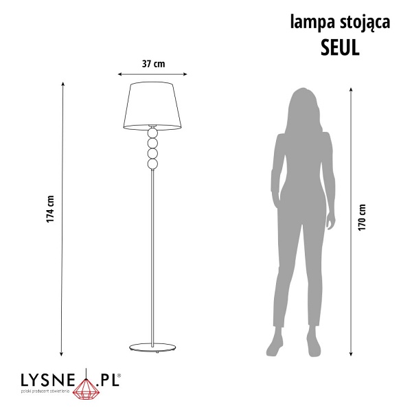 Lampa podłogowa z 4 ozdobnymi kulami SEUL VELUR  Lysne