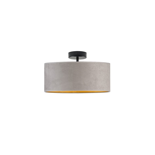 Żyrandol Modny żyrandol WENECJA VELUR fi - 30 cm kolor szary ze złotym wnętrzem  Lysne