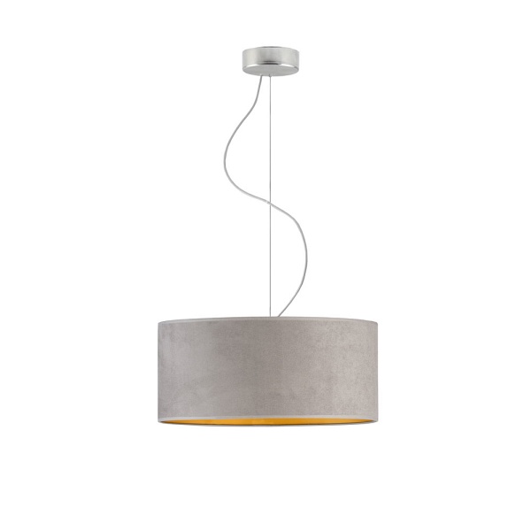 Lampa Regulowana  wisząca HAJFA VELUR fi - 40 cm - kolor szary ze złotym wnętrzem  Lysne