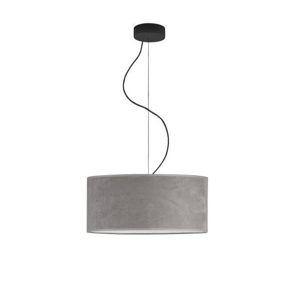 Lampa wisząca z regulacją wysokości HAJFA VELUR fi - 40 cm - kolor szary  Lysne