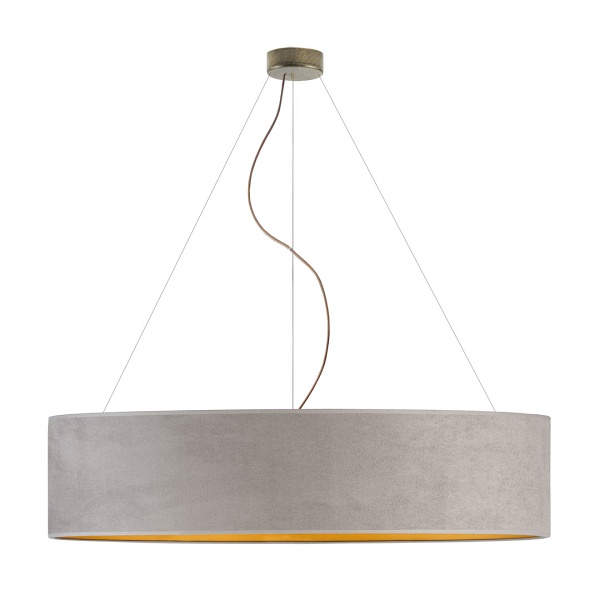 Oświetlenie sufitowe PORTO VELUR fi - 100 cm - kolor szary ze złotym wnętrzem  Lysne