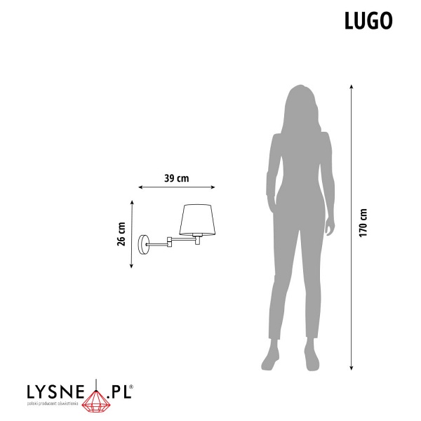 Lampa Nowoczesna  ścienna do sypialni LUGO GOLD  Lysne