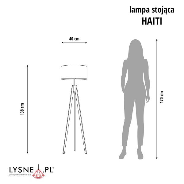 Lampa stojąca na trzech nogach HAITI VELUR  Lysne