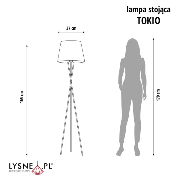 Lampa podłogowa na trzech nogach TOKIO VELUR  Lysne