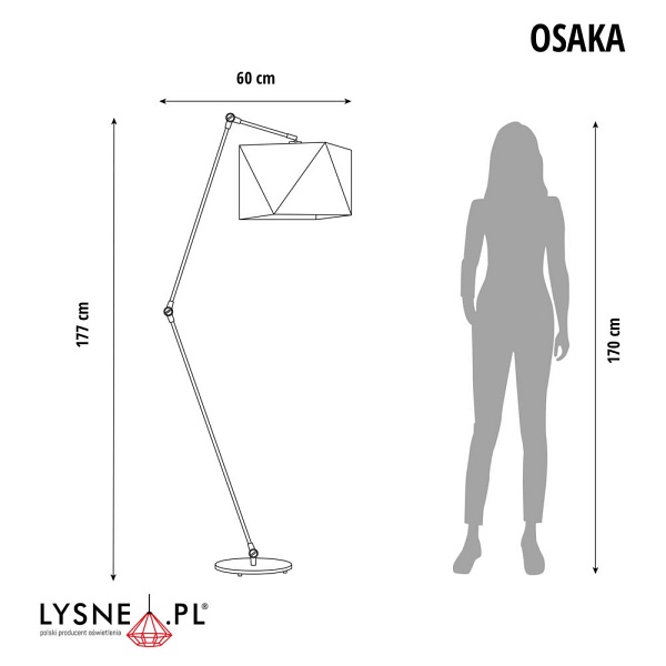 Lampa stojąca z regulacją kąta padania światła OSAKA  Lysne