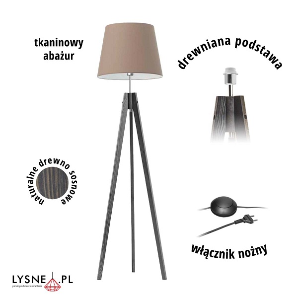 Lampka z drewna stojąca trójnóg ARUBA  Lysne