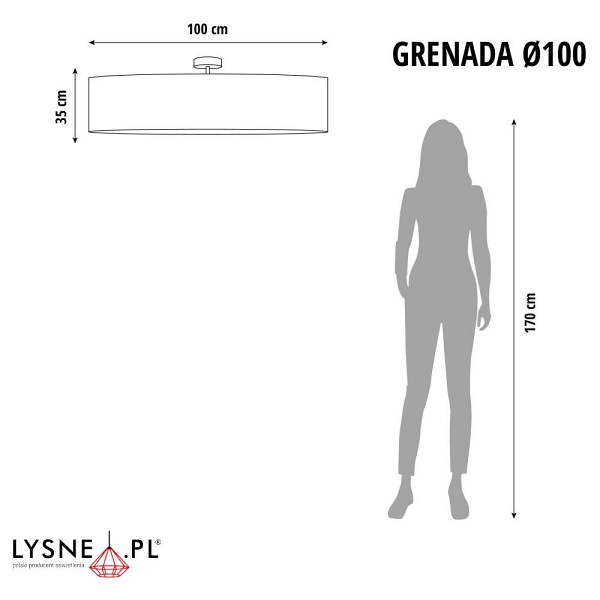 Plafon ze złotym wnętrzem GRENADA VELUR fi - 100 cm - kolor granatowy ze złotym wnętrzem  Lysne