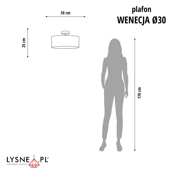 Lampa przysufitowa WENECJA fi - 30 cm  Lysne