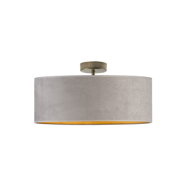 Żyrandol sufitowy WENECJA VELUR fi - 50 cm kolor szary ze złotym wnętrzem  Lysne