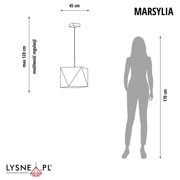 Lampa wisząca z regulacją wysokości MARSYLIA  Lysne
