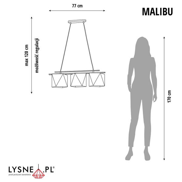 Żyrandol Trójpłomienny żyrandol MALIBU GOLD  Lysne