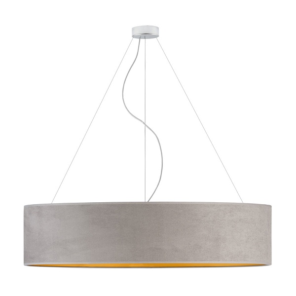 Oświetlenie sufitowe PORTO VELUR fi - 100 cm - kolor szary ze złotym wnętrzem  Lysne