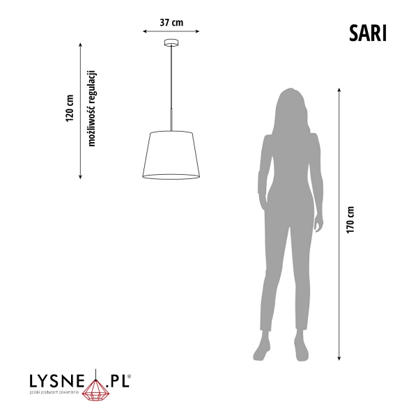Lampa Nowoczesna  wisząca SARI VELUR - kolor szary  Lysne