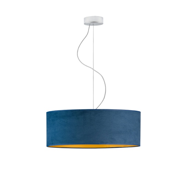 Zwis Designerski  HAJFA VELUR fi - 60 cm kolor granatowy ze złotym wnętrzem   Lysne