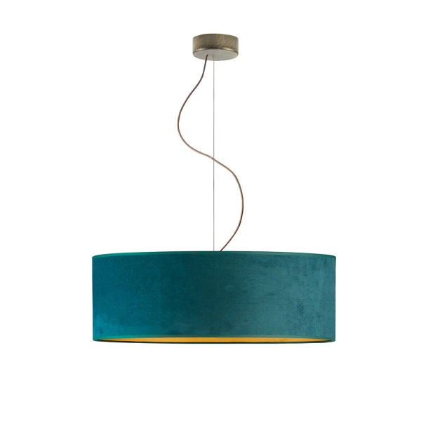 Żyrandol Welurowy żyrandol HAJFA VELUR fi - 60 cm kolor zieleń butelkowa ze złotym wnętrzem  Lysne