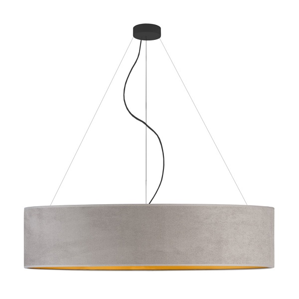 Oświetlenie sufitowe PORTO VELUR fi - 100 cm - kolor szary ze złotym wnętrzem  Lysne