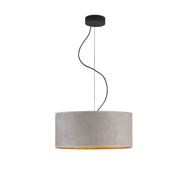 Lampa Regulowana  wisząca HAJFA VELUR fi - 40 cm - kolor szary ze złotym wnętrzem  Lysne