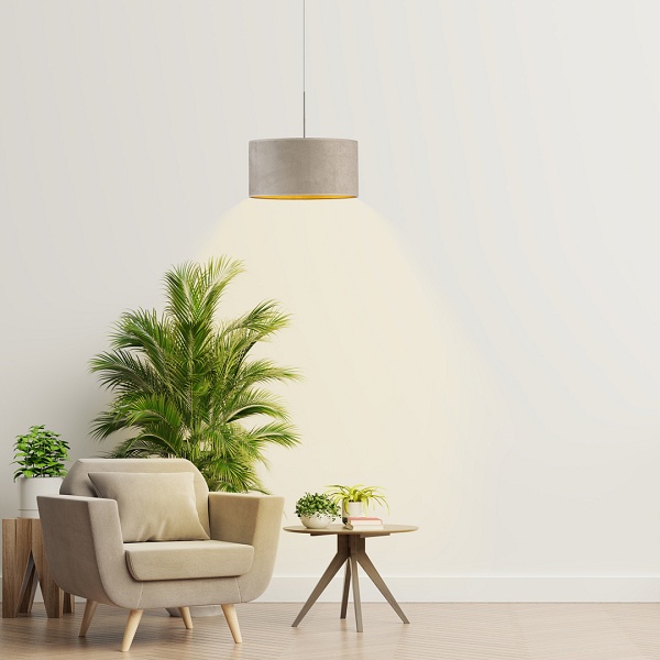 Lampa welurowa szara SINTRA VELUR fi - 30 cm  Lysne