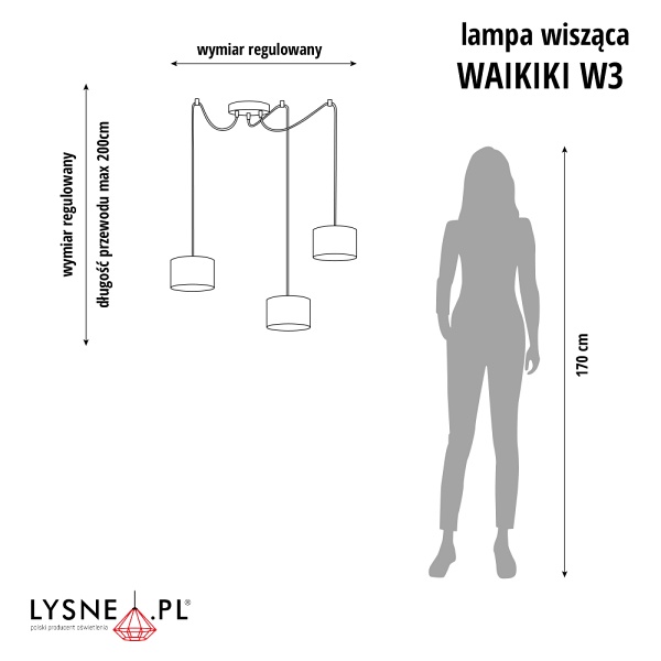 Lampa wisząca do salonu WAIKIKI W3 MIRROR  Lysne