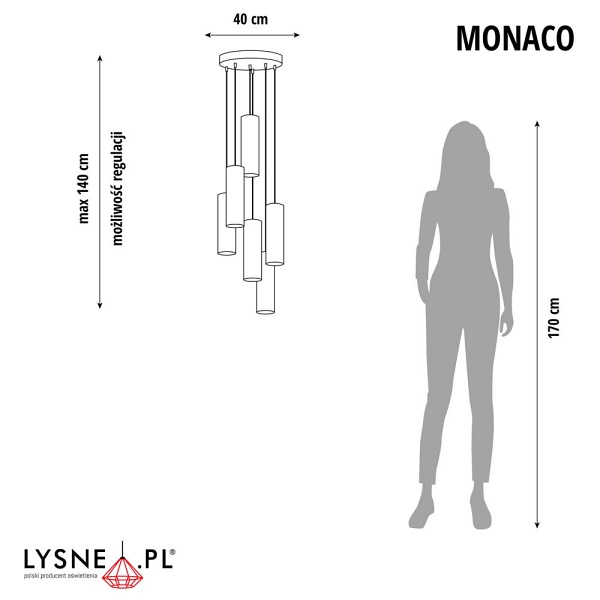 Lampa wisząca do salonu MONACO GOLD  Lysne