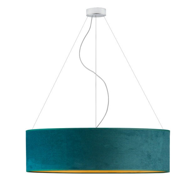 Żyrandol z welurem PORTO VELUR fi - 80 cm - kolor zieleń butelkowa ze złotym wnętrzem  Lysne