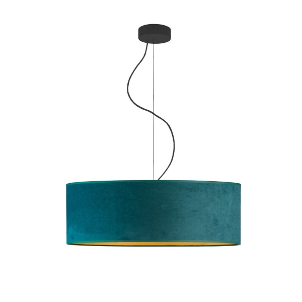 Żyrandol Welurowy żyrandol HAJFA VELUR fi - 60 cm kolor zieleń butelkowa ze złotym wnętrzem  Lysne