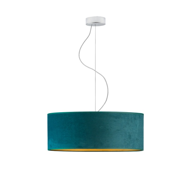 Lampa Nowoczesna  sufitowa HAJFA VELUR fi - 50 cm kolor zieleń butelkowa ze złotym wnętrzem  Lysne