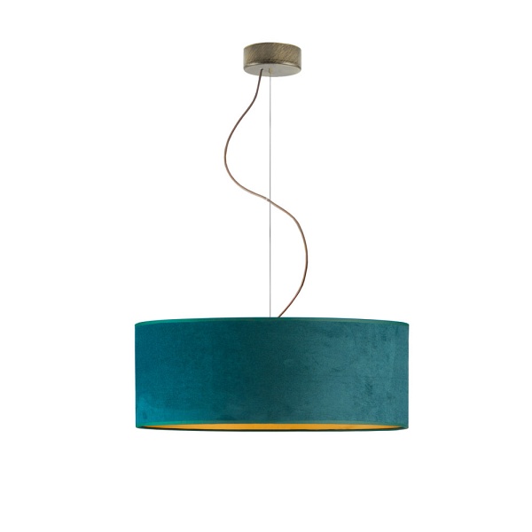 Lampa Nowoczesna  sufitowa HAJFA VELUR fi - 50 cm kolor zieleń butelkowa ze złotym wnętrzem  Lysne
