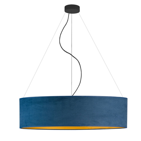 Oświetlenie salonowe PORTO VELUR fi - 80 cm - kolor morski ze złotym wnętrzem   Lysne