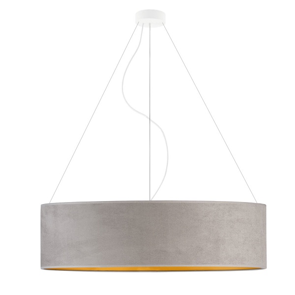Lampa wisząca PORTO VELUR fi - 80 cm - kolor szary ze złotym wnętrzem  Lysne