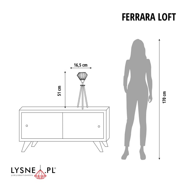 Lampka Loftowa  nocna FERRARA  LOFT z drucianym kloszem  Lysne