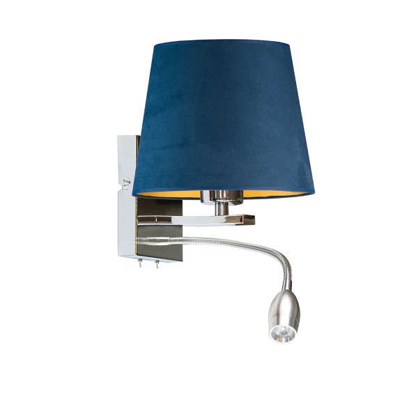 Lampka Nowoczesna  ścienna ze złotym wnętrzem BOSTON VELUR  Lysne