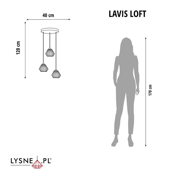 Lampa Czarna  druciana LAVIS LOFT  Lysne