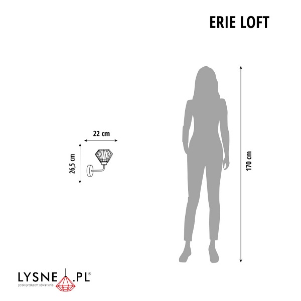 Kinkiet loftowy czarny ERIE LOFT  Lysne