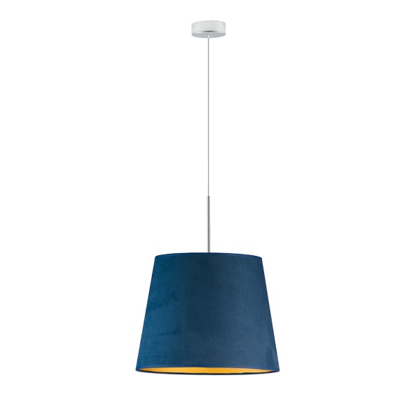 Żyrandol Stylowy żyrandol do sypialni SARI VELUR - kolor granatowy ze złotym wnętrzem  Lysne