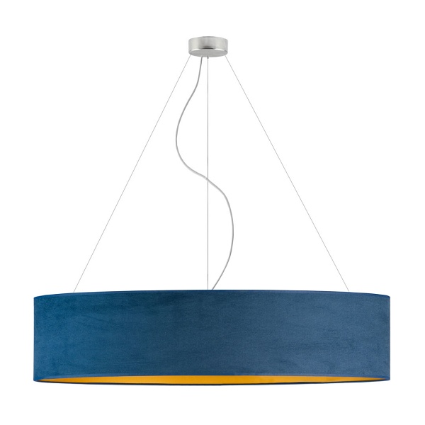 Lampa wisząca na czarnym stelażu PORTO VELUR fi - 100 cm - kolor morski ze złotym wnętrzem  Lysne