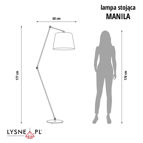 Lampa z regulacją kąta padania światła MANILA VELUR  Lysne